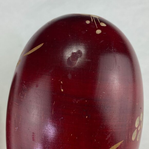 Vintage Red Wood Maracas With Floral Design - Picture 8 of 12